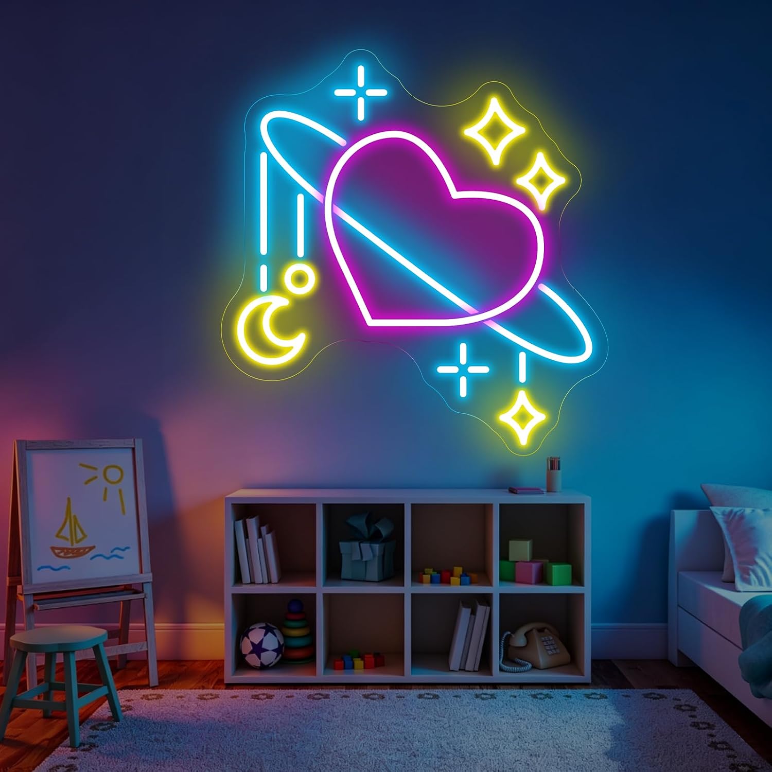 Space Planet Neon Sign LED Neo - Baby Nursery Wall Lights ulasan dan harga