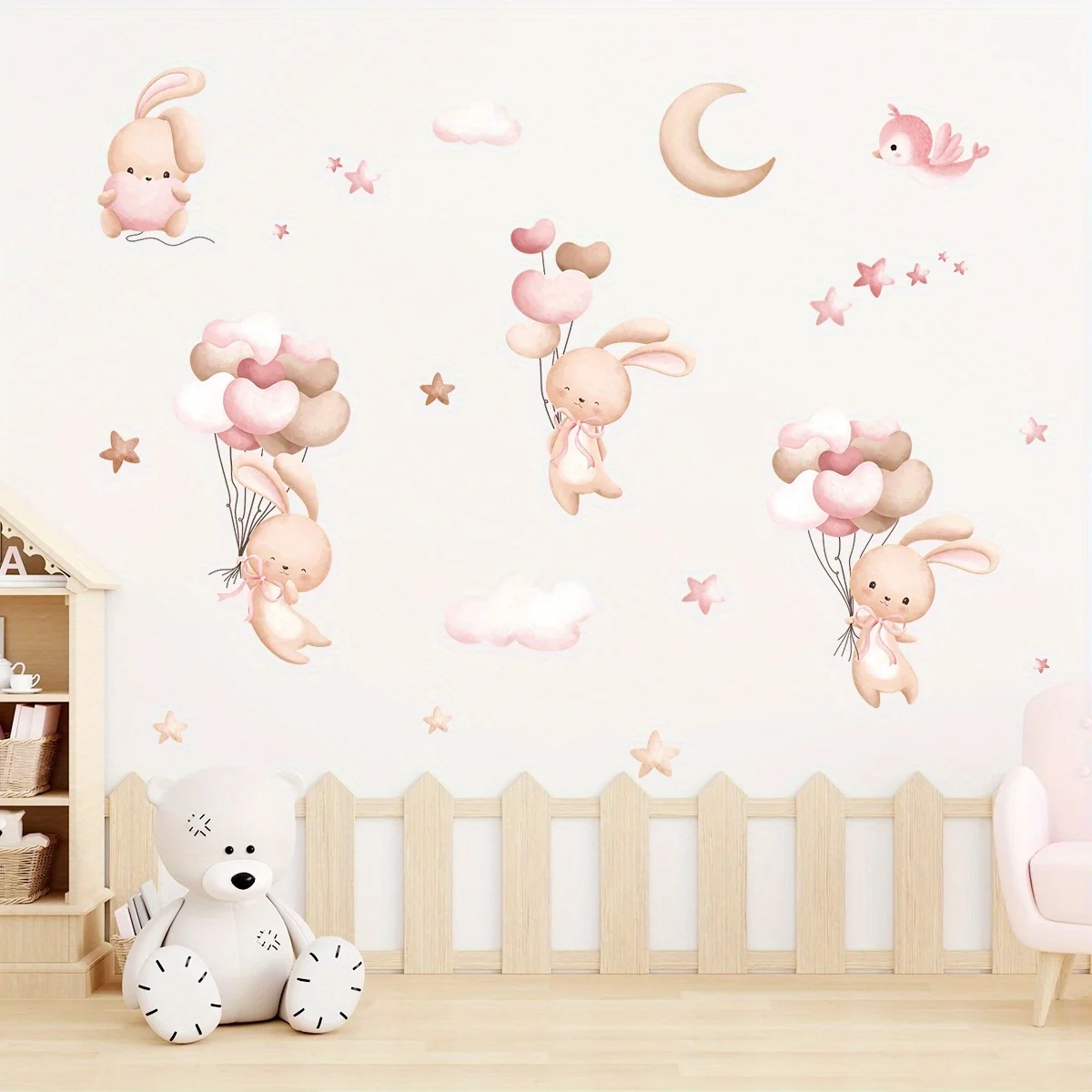 Cute Rabbit Balloon Wall Stick - Baby Girl Nursery Quotes ulasan dan harga