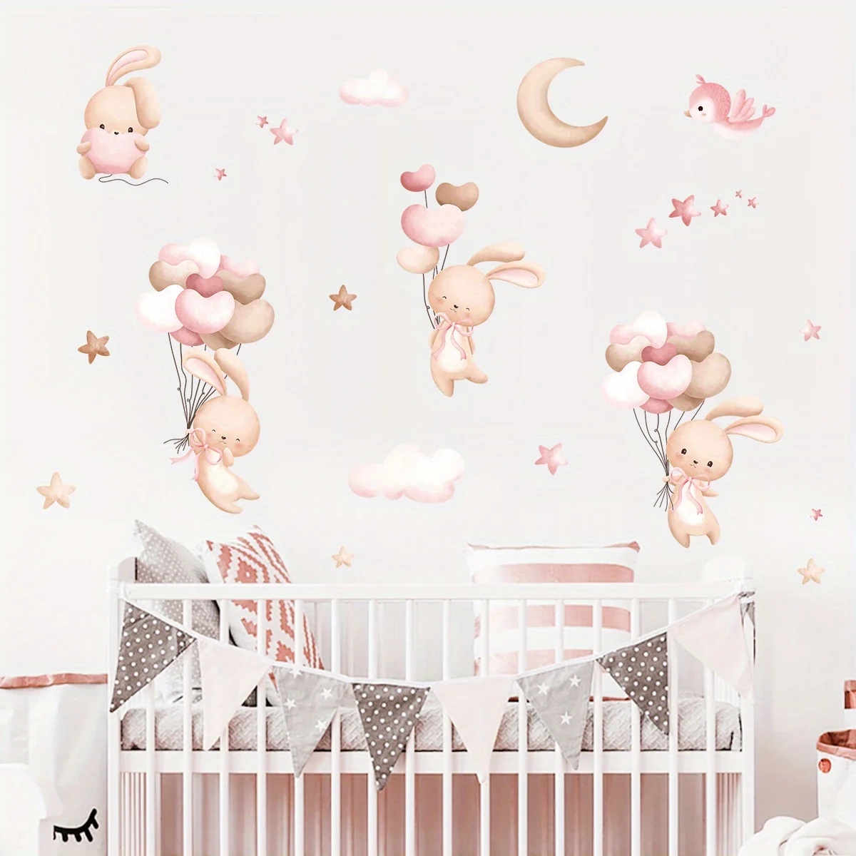 Cute Rabbit Balloon Wall Stick - Baby Girl Nursery Quotes ulasan dan harga