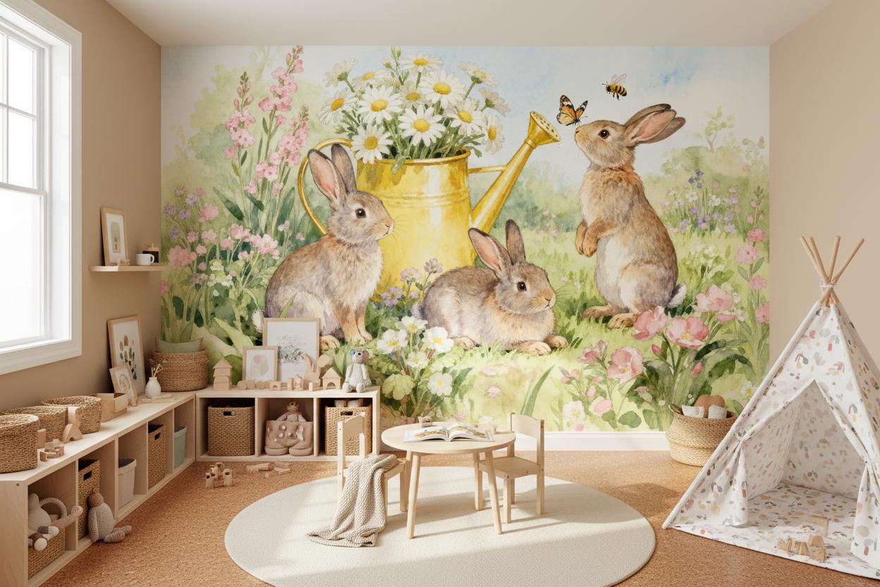 Cartoon Animal Wall Mural Kids - Baby Nursery Peel And Stick Wallpaper ulasan dan harga