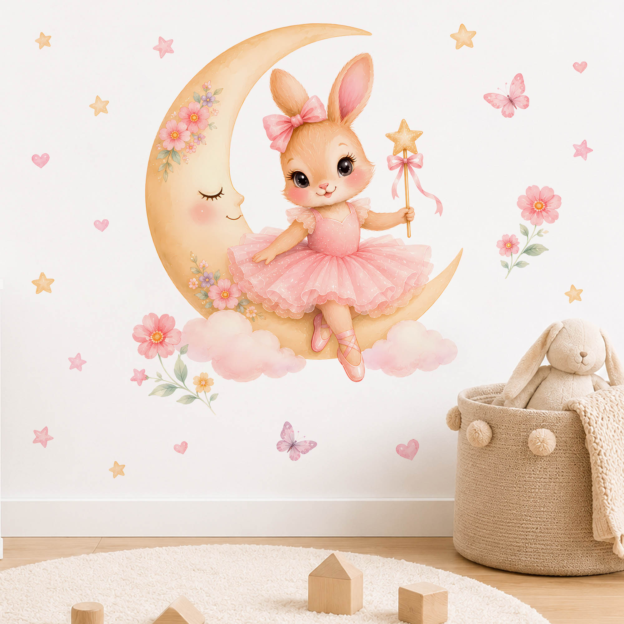 Watercolor Ballerina Bunny Moo - Baby Nursery Decor Girl ulasan dan harga