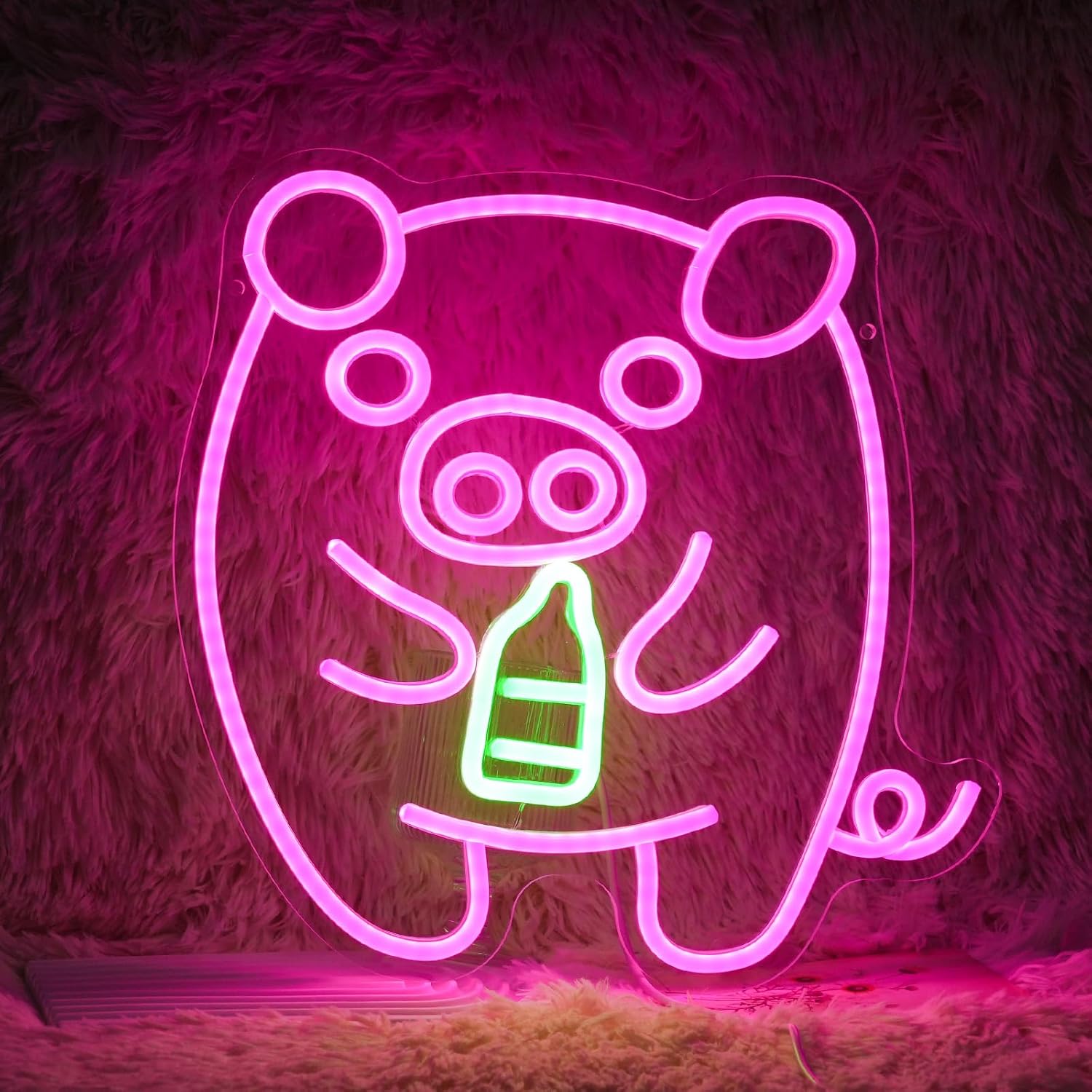 Baby Pig Milk Bottle Neon Sign - Baby Nursery Wall Lights ulasan dan harga
