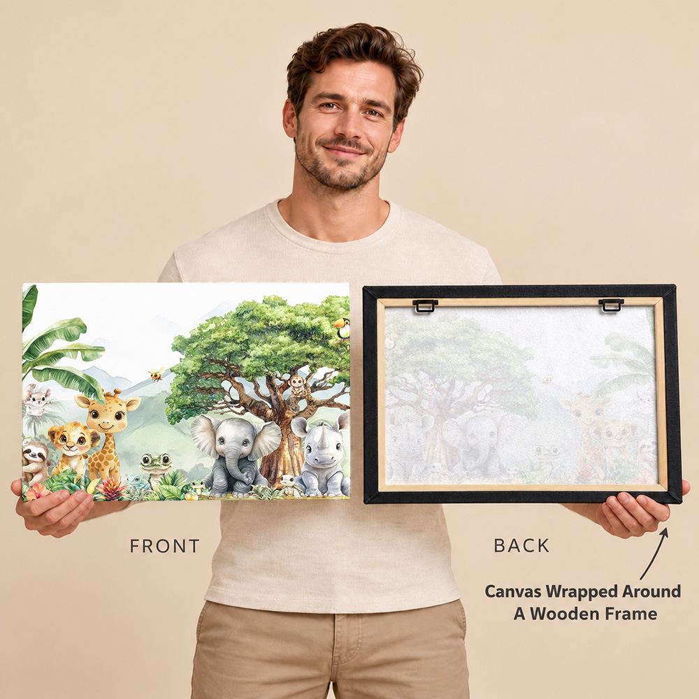 Baby Jungle Animals Wood Frame - Baby Nursery Frames ulasan dan harga