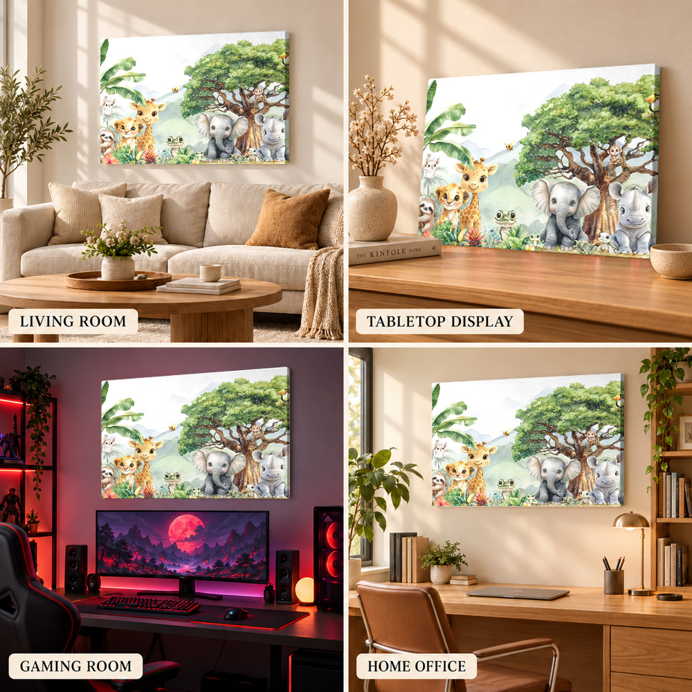 Baby Jungle Animals Wood Frame - Baby Nursery Frames ulasan dan harga