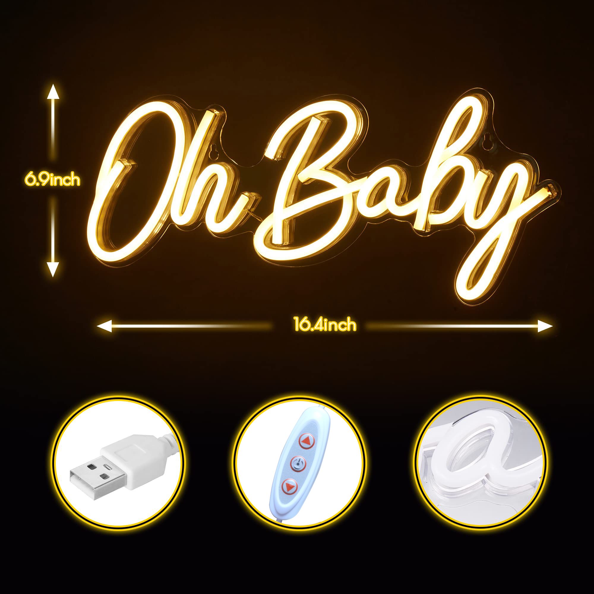 Oh Baby Neon Sign USB Dimmable - Baby Nursery Wall Lights ulasan dan harga